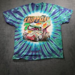 Vintage Keith Kauffman Sprint Car Racing Tee Shirt Mens 2XL Tie Dye 2002 Y2K
